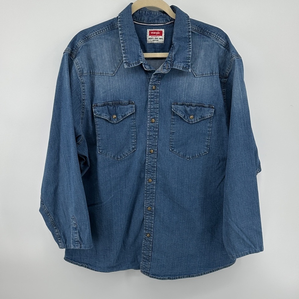 Wrangler VTG 90s Country Western Cowboy Indigo Button-Up Denim PlusSzShirt Sz2xL